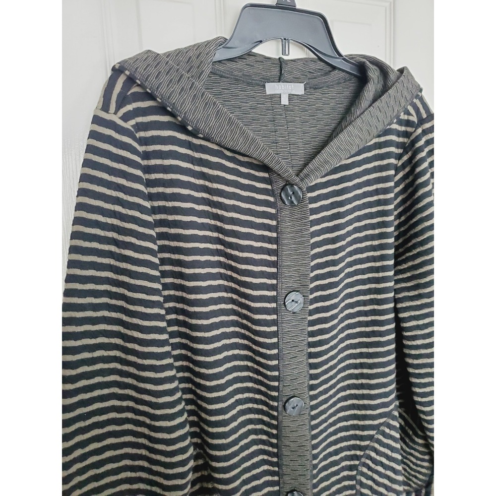 Habitat‎ Cardigan Jacket Lagenlook Striped Textured Hooded Coatigan Casual XL - Picture 3 of 8